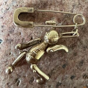 Ambush Gold-tone 925 Silver Inflated Bunny Charm Safety Pin Earring